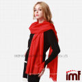 2015 New Products 100% Wool Solid Color Fashion Chinese Red Long Scarf for Lady